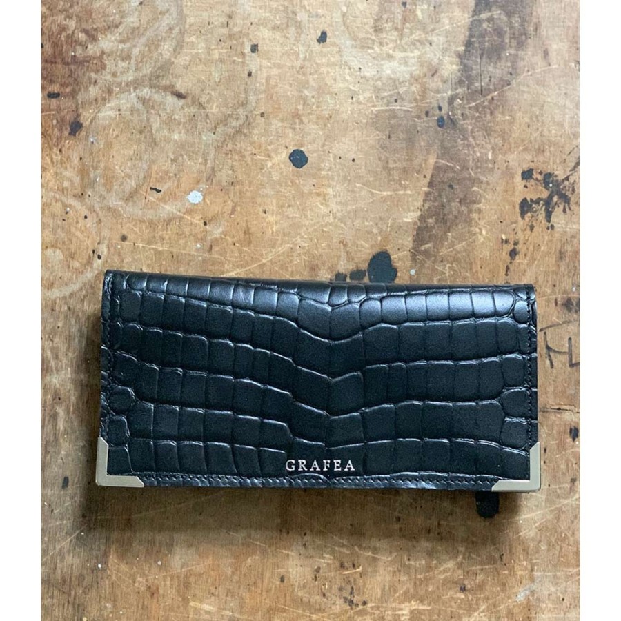 Women Grafea Wallets | Black Croc Wallet