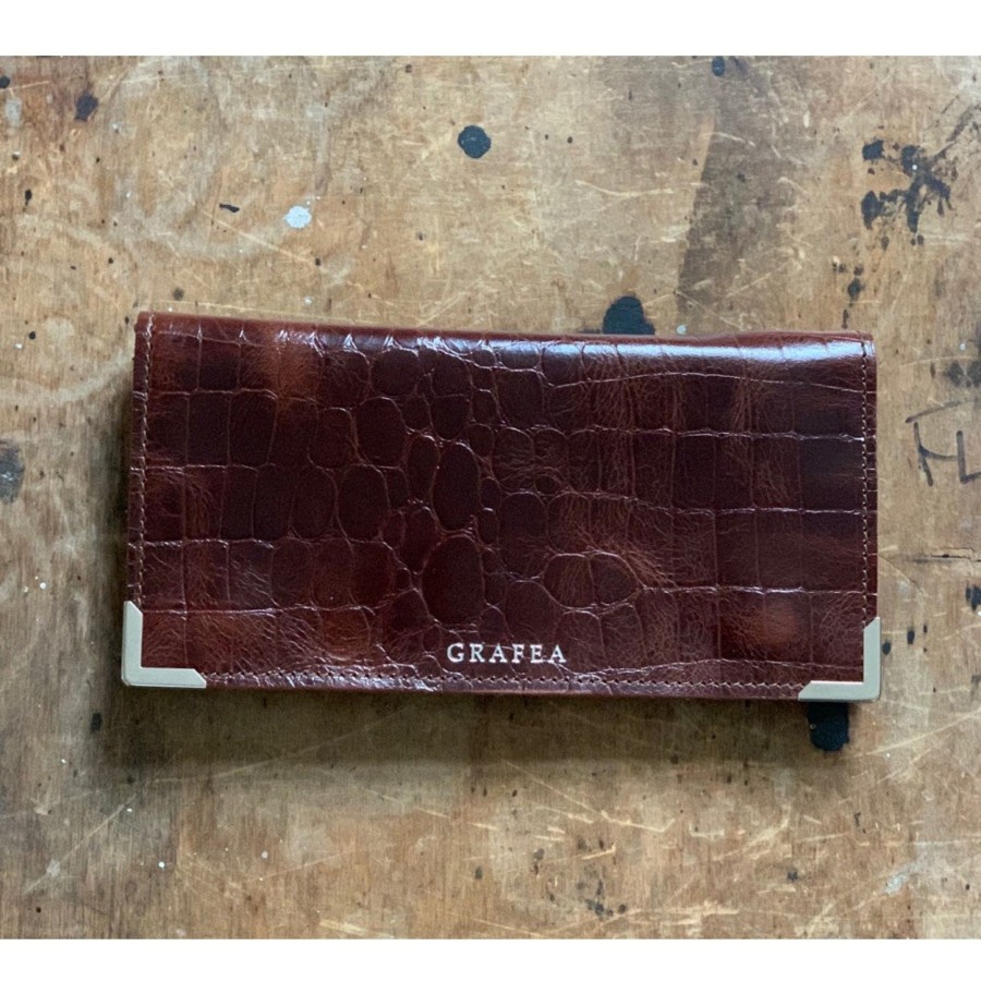 Women Grafea Wallets | Brown Croc Wallet