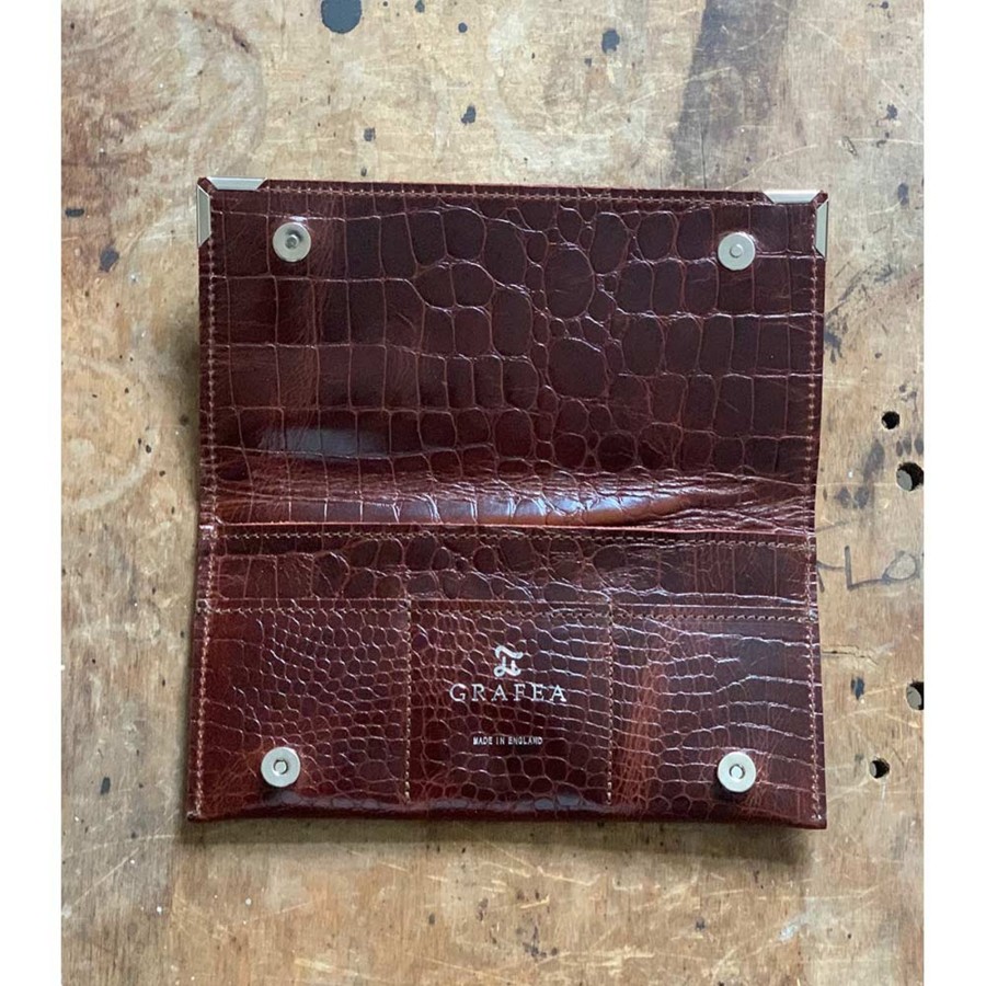 Women Grafea Wallets | Brown Croc Wallet