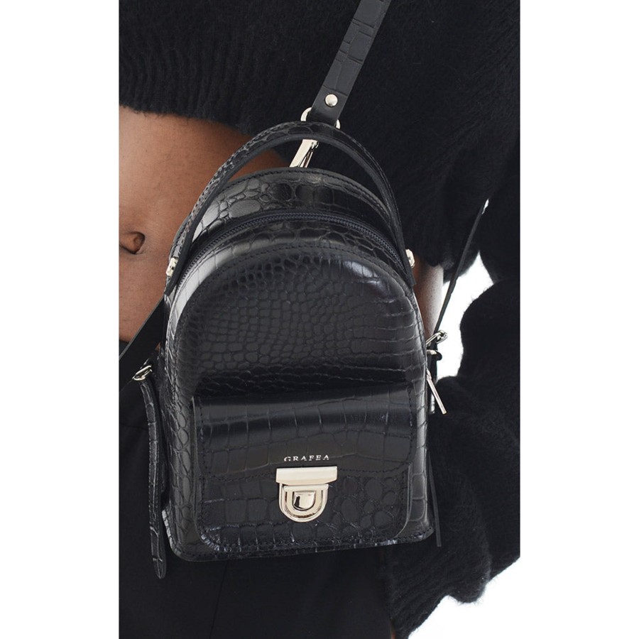 Women Grafea Peggy Backpack | Peggy Croc Black