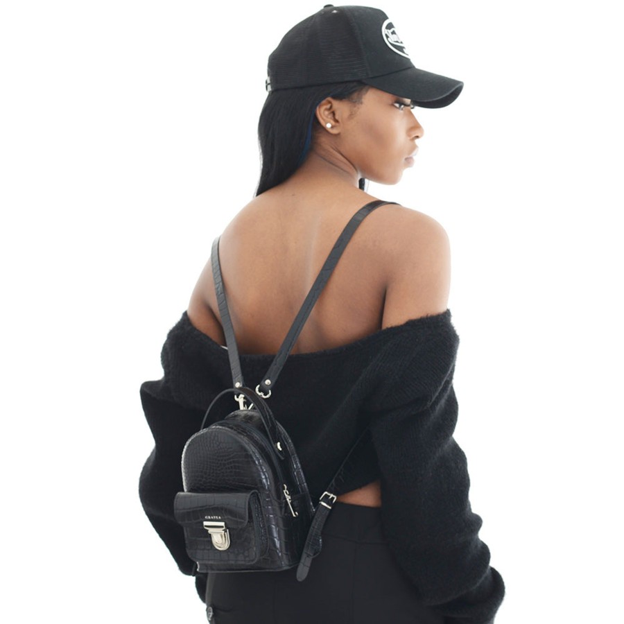 Women Grafea Peggy Backpack | Peggy Croc Black